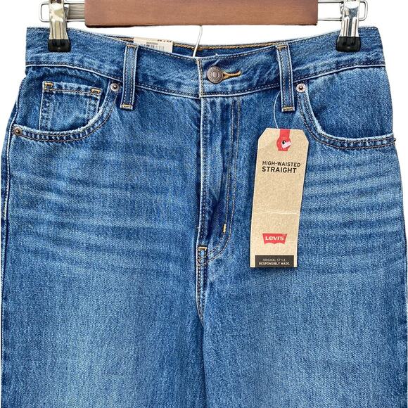 Levi’s High Waisted Relaxed Straight Ripped Jeans Women’s 26 Medium Wash NWT - Picture 4 of 10